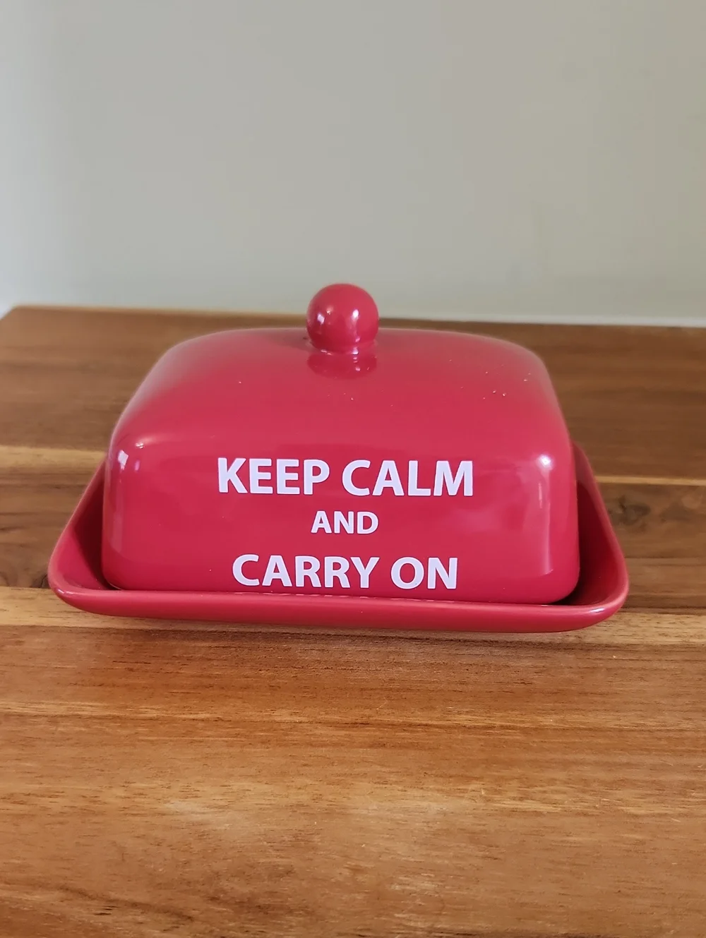 The Old Pottery Co. Ceramic Butter Dish Large Red